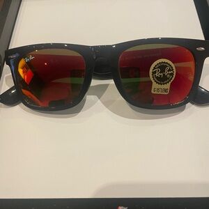 Ray-Ban Black Frame Sunglasses with Orange Lenses